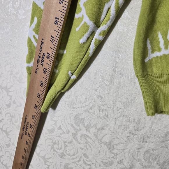 Lizette Collection EVIL EYE Cropped Sweater sz M* Green White Art To Wear READ - Picture 11 of 12